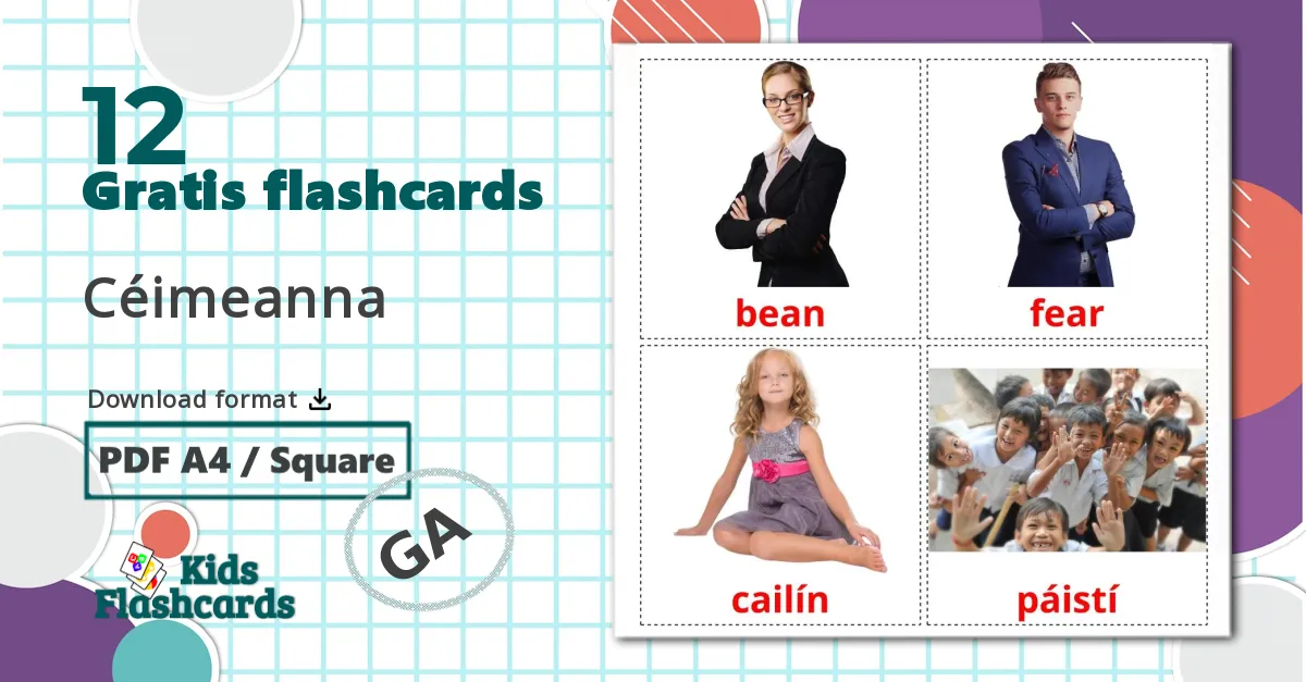 12 Céimeanna billedkort for børn