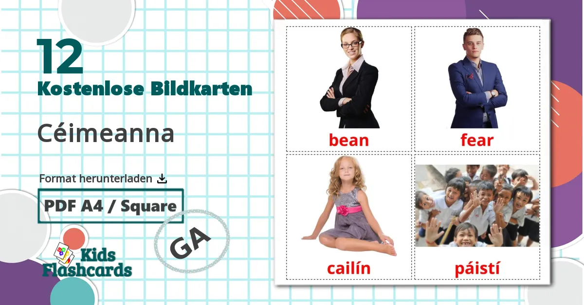 12 Bildkarten für Céimeanna