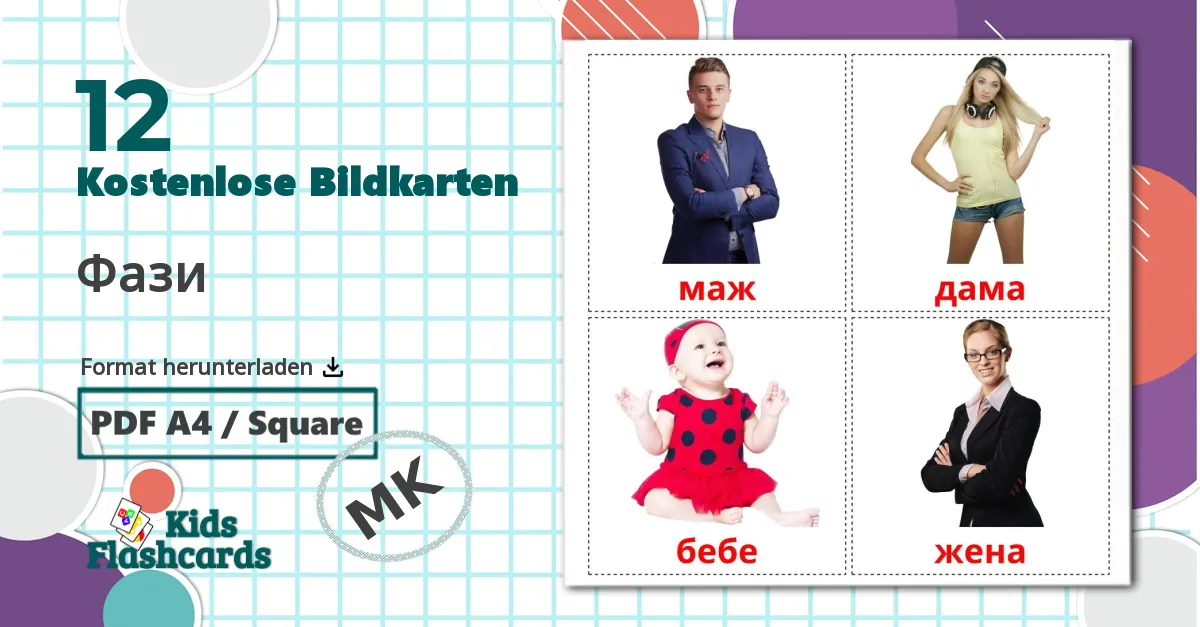 12 Bildkarten für Фази