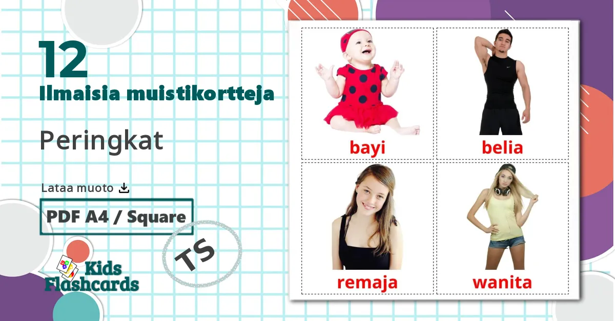 12 Peringkat lasten kuvakortit