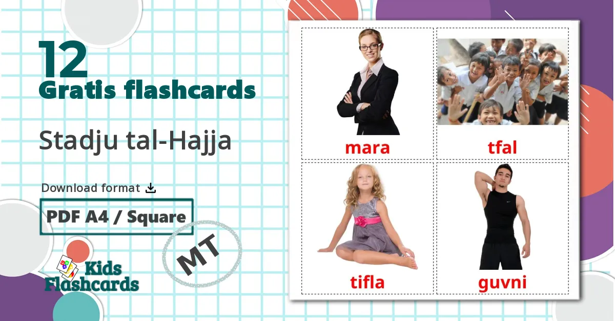 12 Stadju tal-Hajja billedkort for børn