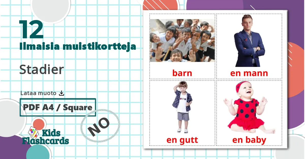 12 Stadier lasten kuvakortit