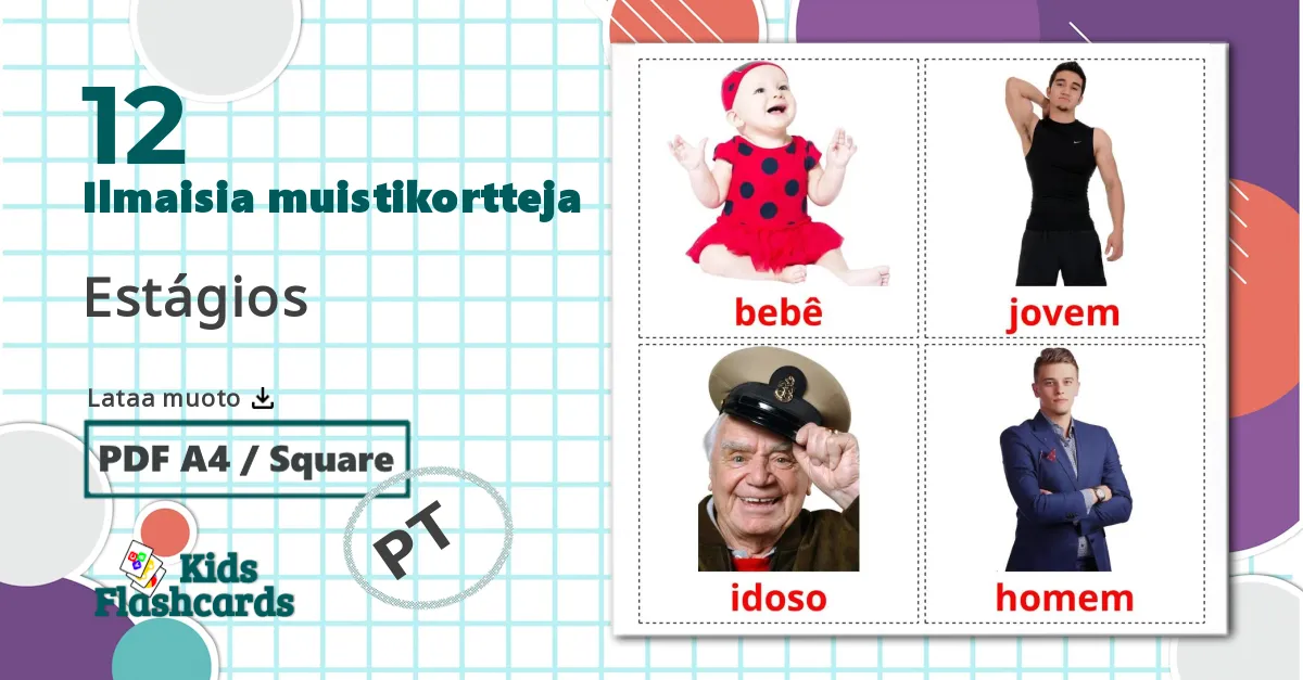 12 Estágios lasten kuvakortit