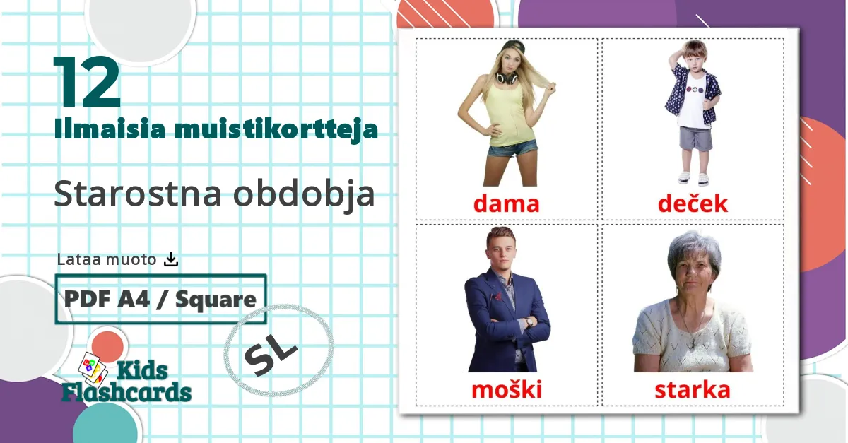 12 Starostna obdobja lasten kuvakortit