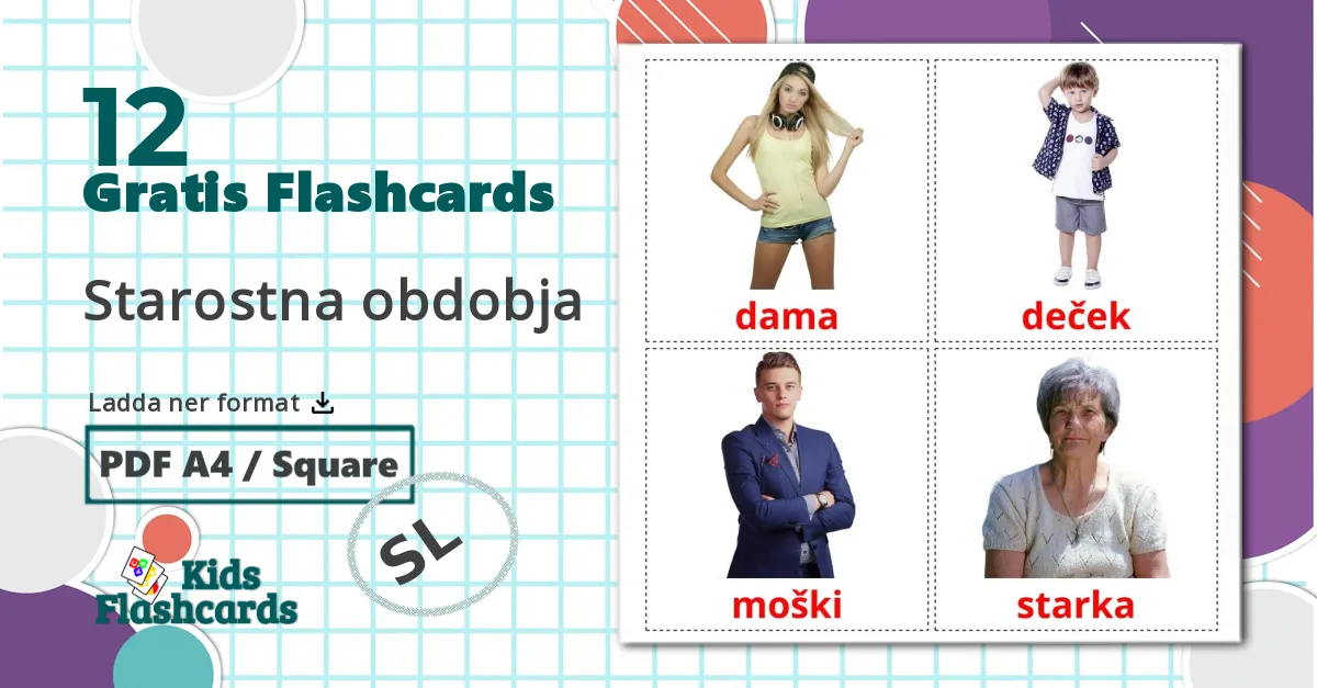 12 Starostna obdobja bildkort för barn