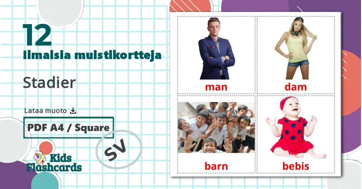 12 Stadier lasten kuvakortit