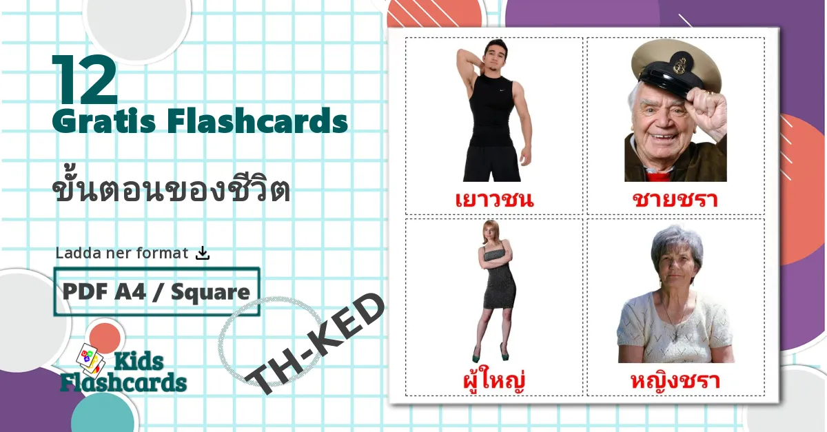 12 ขั้นตอนของชีวิต bildkort för barn
