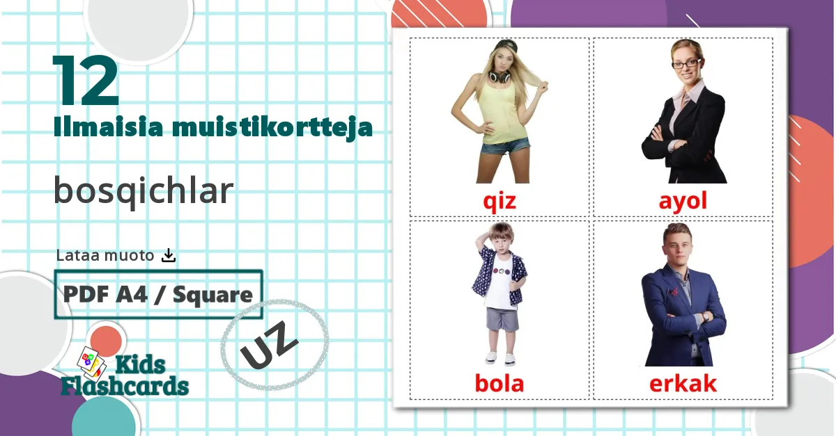 12 bosqichlar lasten kuvakortit