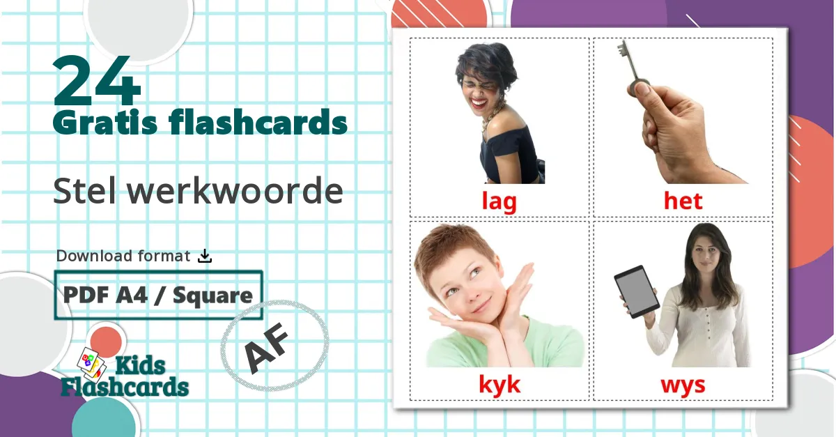 Angive verb - afrikaans ordforrådskort