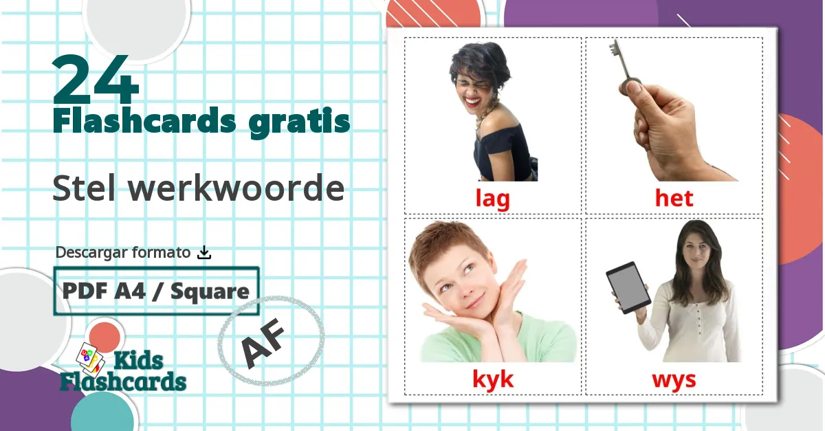 Verbos estatales - tarjetas de vocabulario en afrikáans