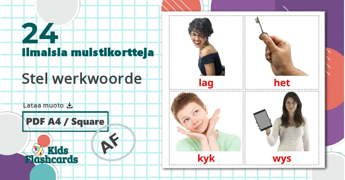Angive verb - afrikaans sanastokortit