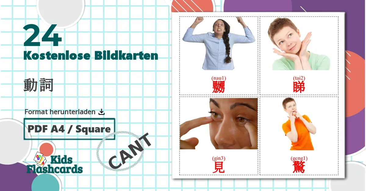 24 Bildkarten für 動詞