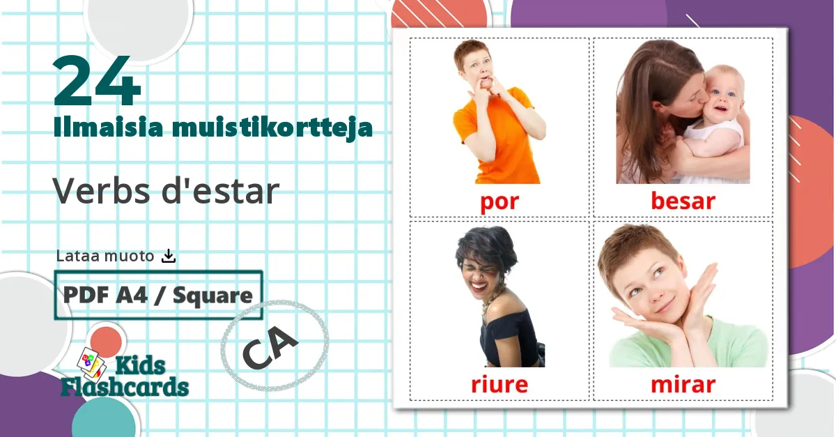 24 Osavaltioverbit lasten kuvakortit