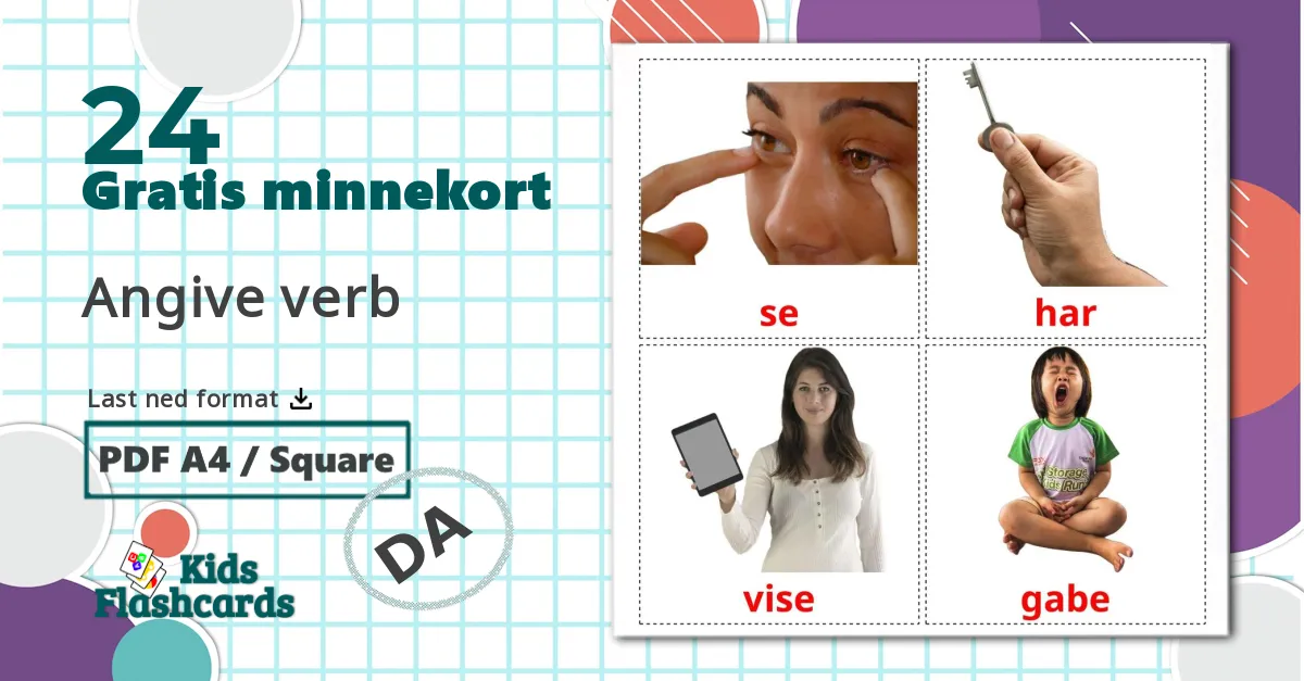 24 Angive verb bildekort