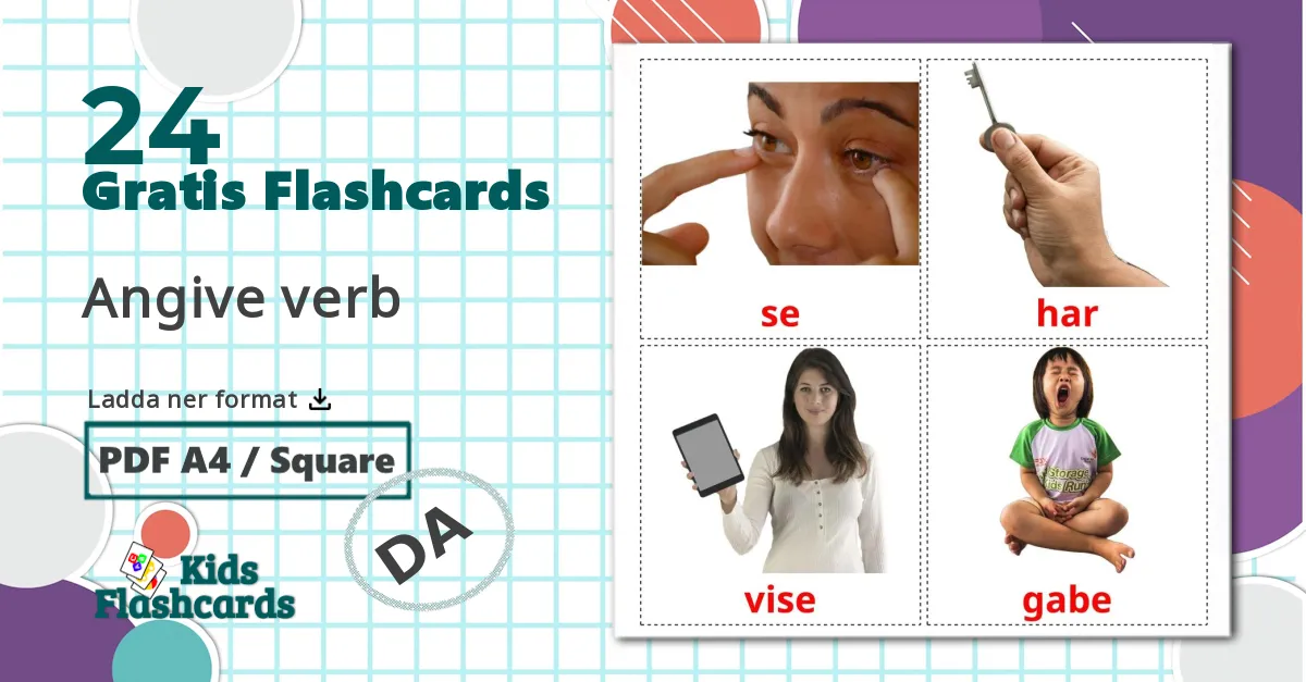 24 Angive verb bildkort för barn