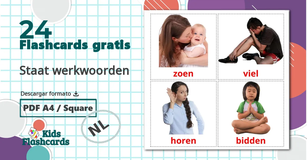 24 tarjetas didacticas de Staat werkwoorden