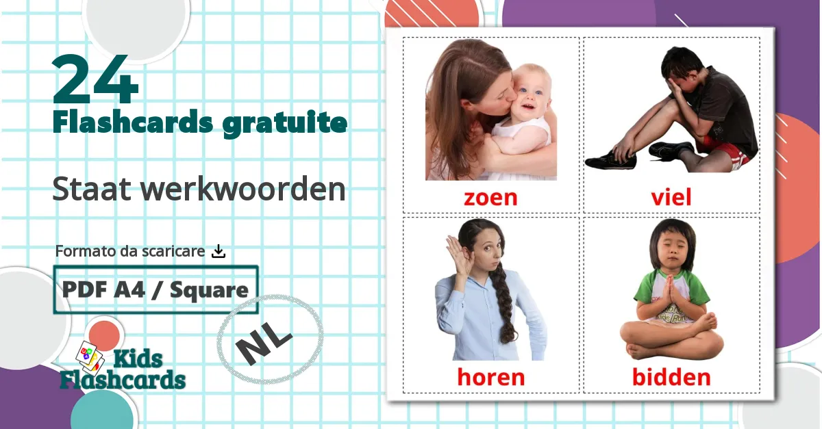 24 flashcards di Staat werkwoorden