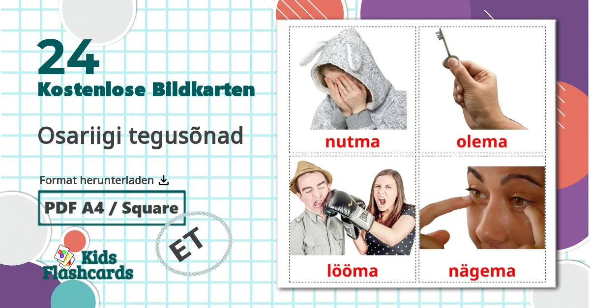 24 Bildkarten für Osariigi tegusõnad