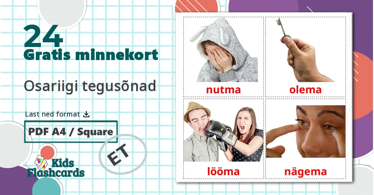 24 Osariigi tegusõnad bildekort