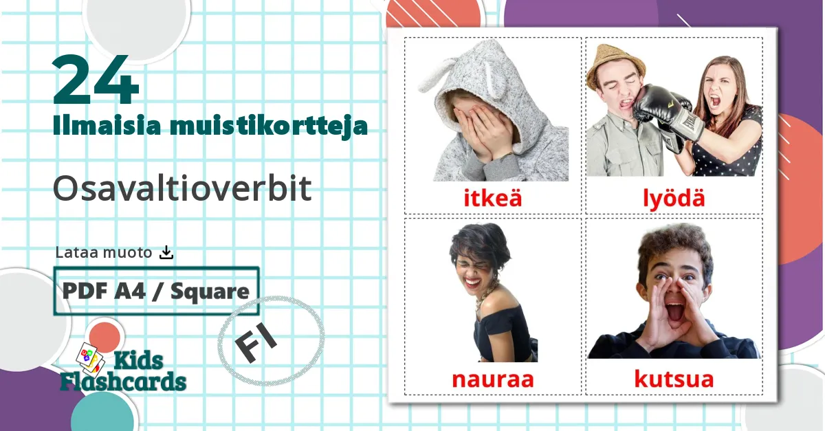 24 Osavaltioverbit lasten kuvakortit