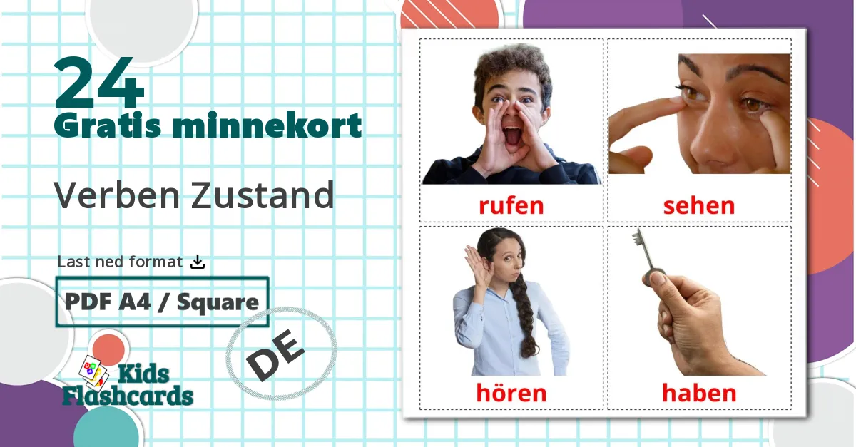 24 Verben Zustand bildekort