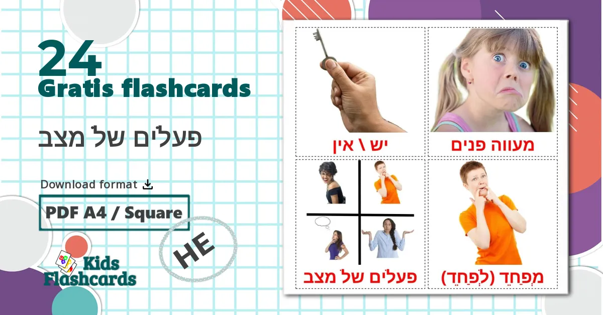24 פעלים של מצב lasten kuvakortit