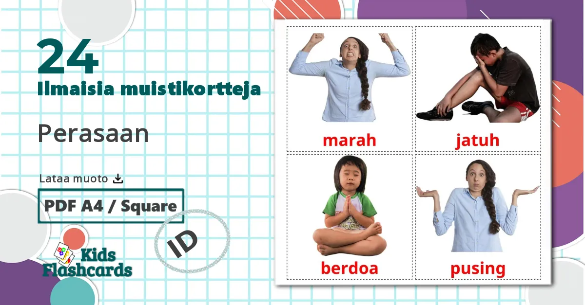 24 Perasaan lasten kuvakortit