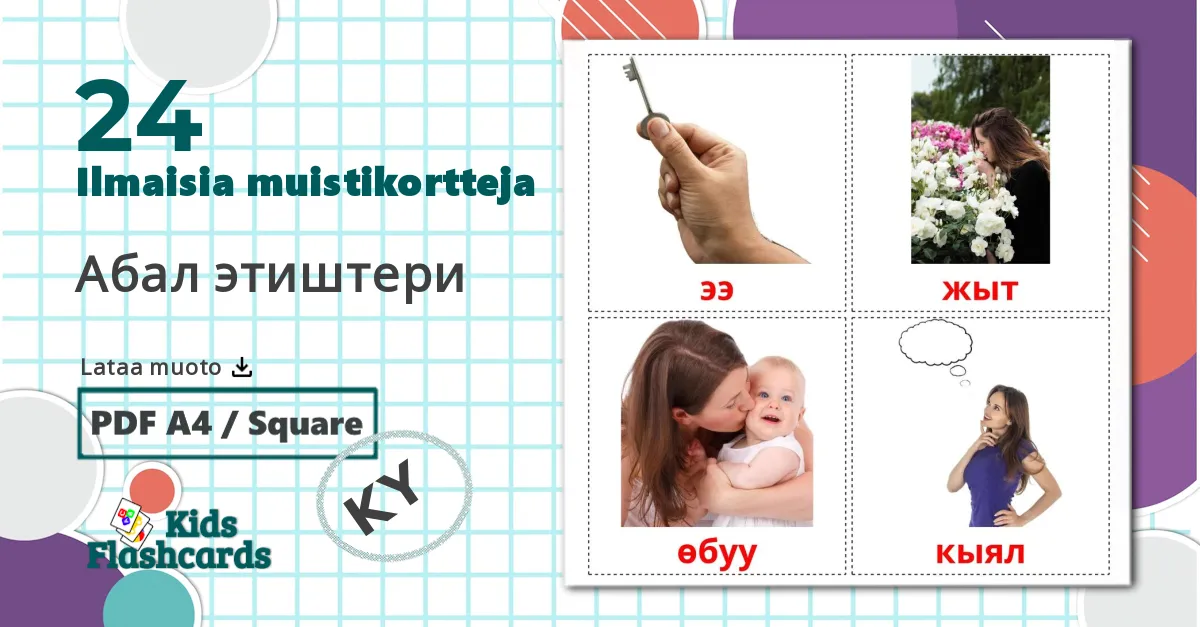 24 Osavaltioverbit lasten kuvakortit