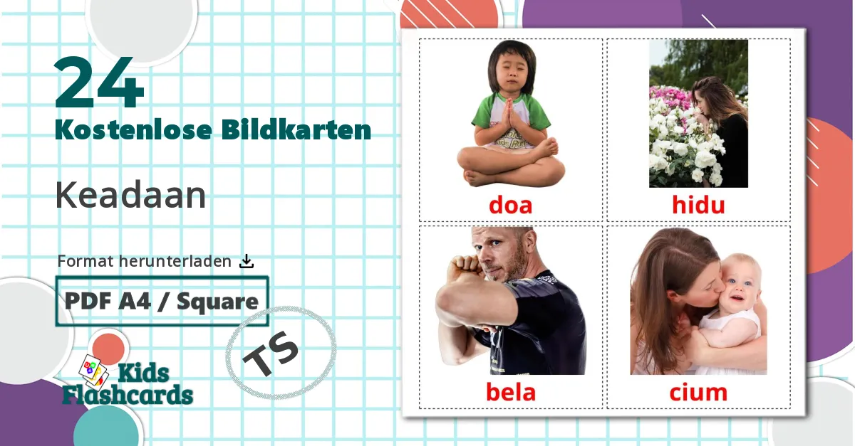 24 Bildkarten für Verben Zustand