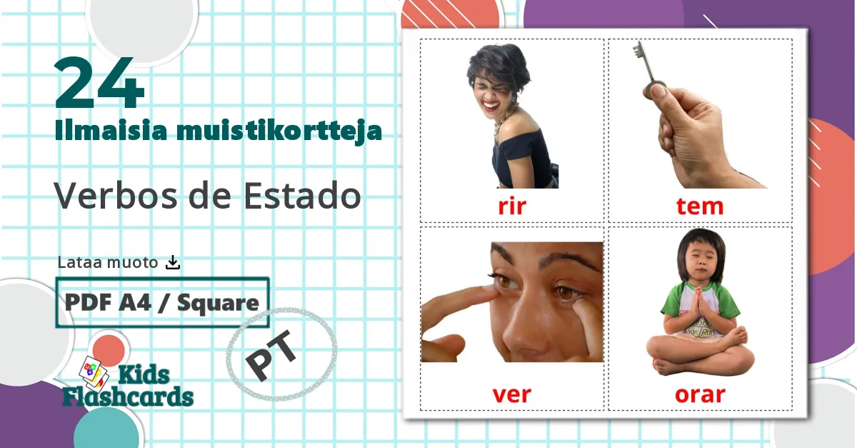 24 Verbos de Estado bildekort