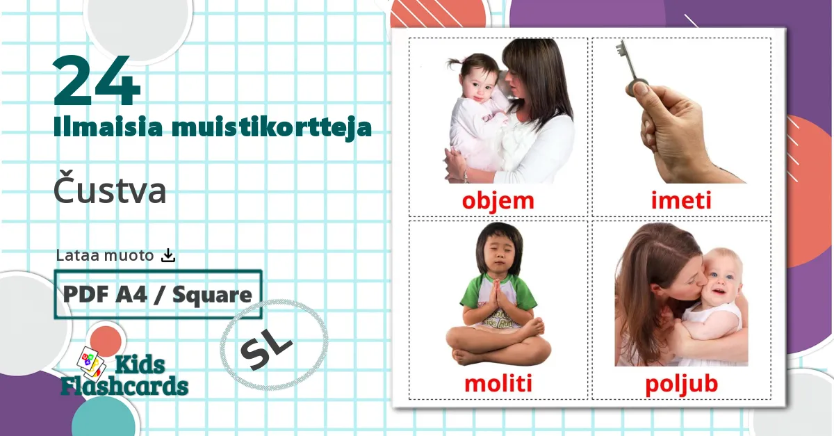 24 Čustva lasten kuvakortit