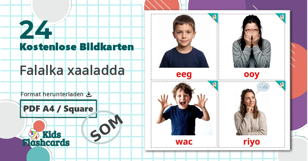 24 Bildkarten für Verben Zustand