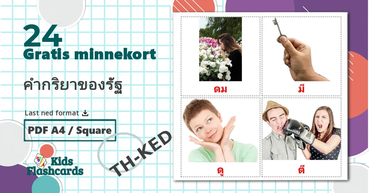 24 คํากริยาของรัฐ bildekort
