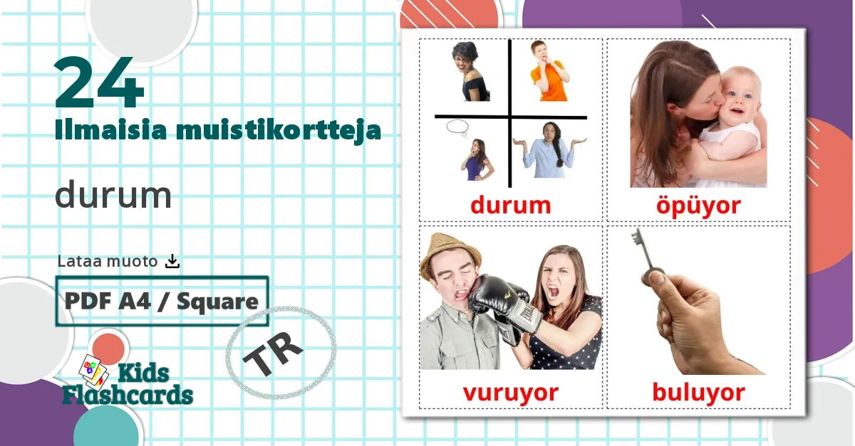 24 durum  lasten kuvakortit
