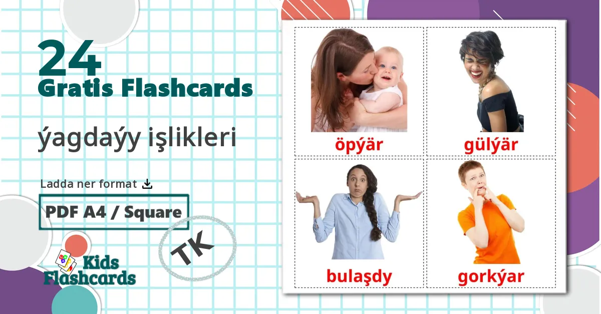 24 Statliga verb bildkort för barn
