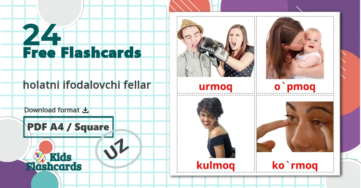 24 holatni ifodalovchi fellar flashcards