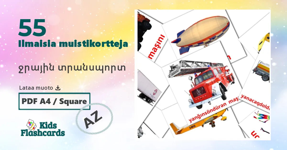 ջրային տրանսպորտ – lasten kuvakortit azerbaijaniksi sanastoon