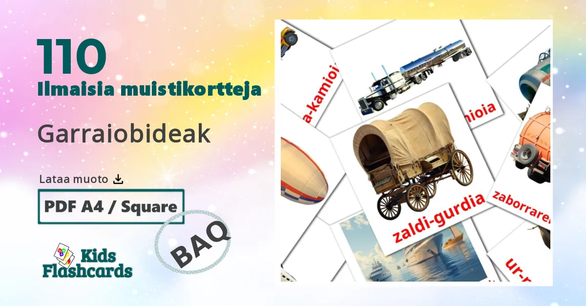 kuljetus lasten kuvakortit