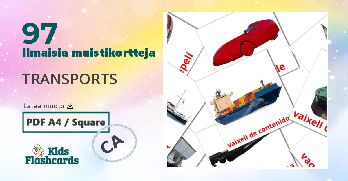kuljetus lasten kuvakortit