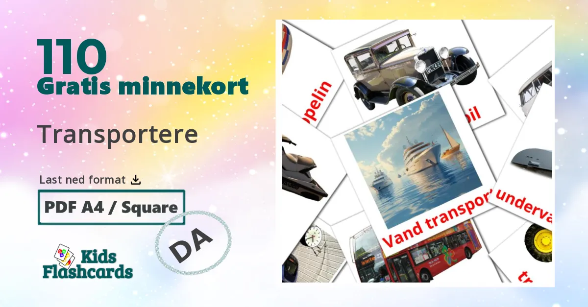Transportere bildekort for barn på dansk