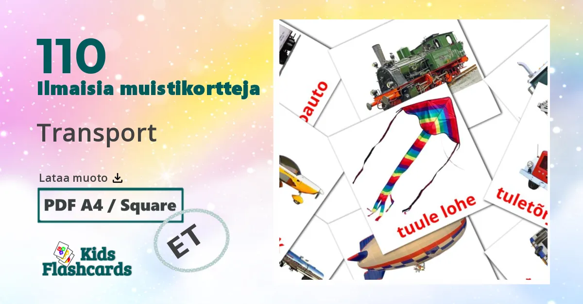 Transport – lasten kuvakortit virolaiseksi sanastoon