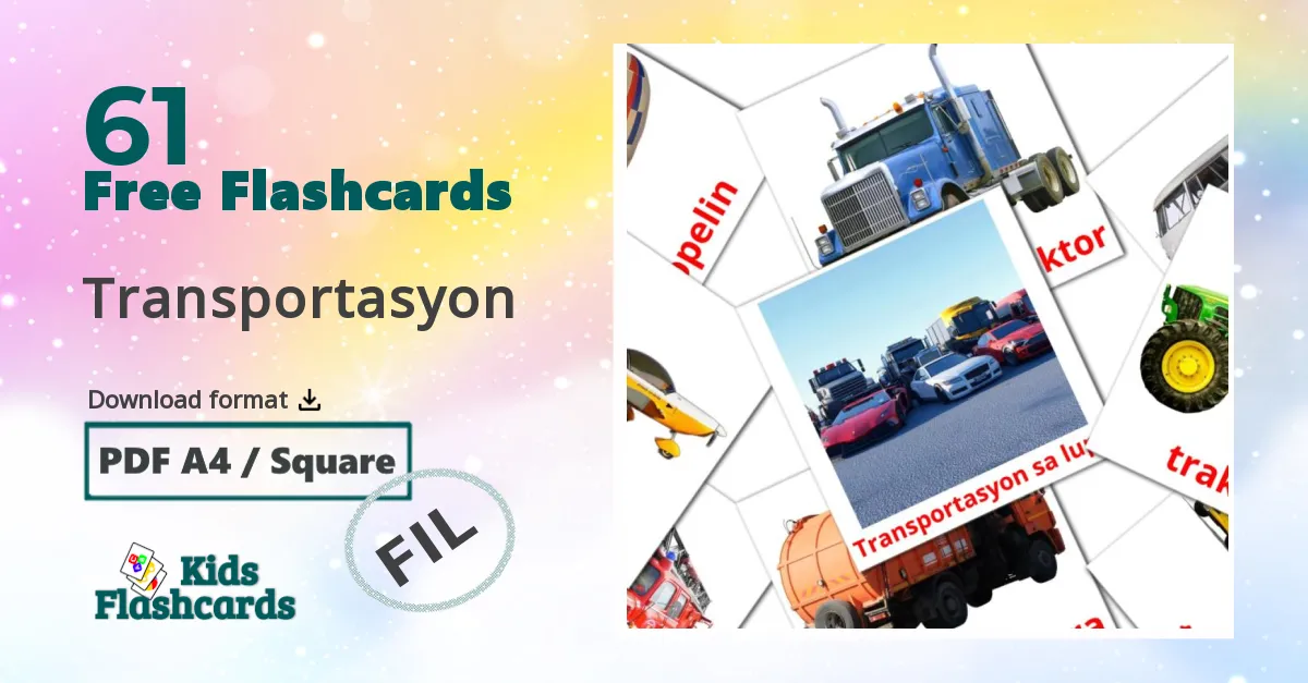 Transportasyon filipino vocabulary flashcards