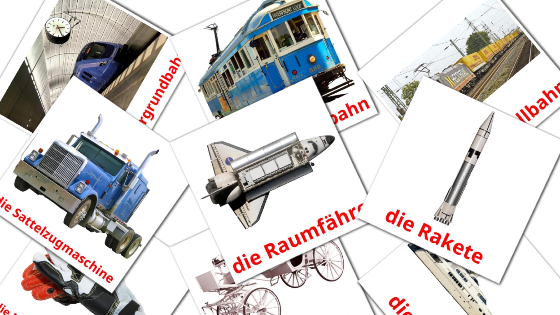 Deutsch Transportmittele Vokabelkarteikarten