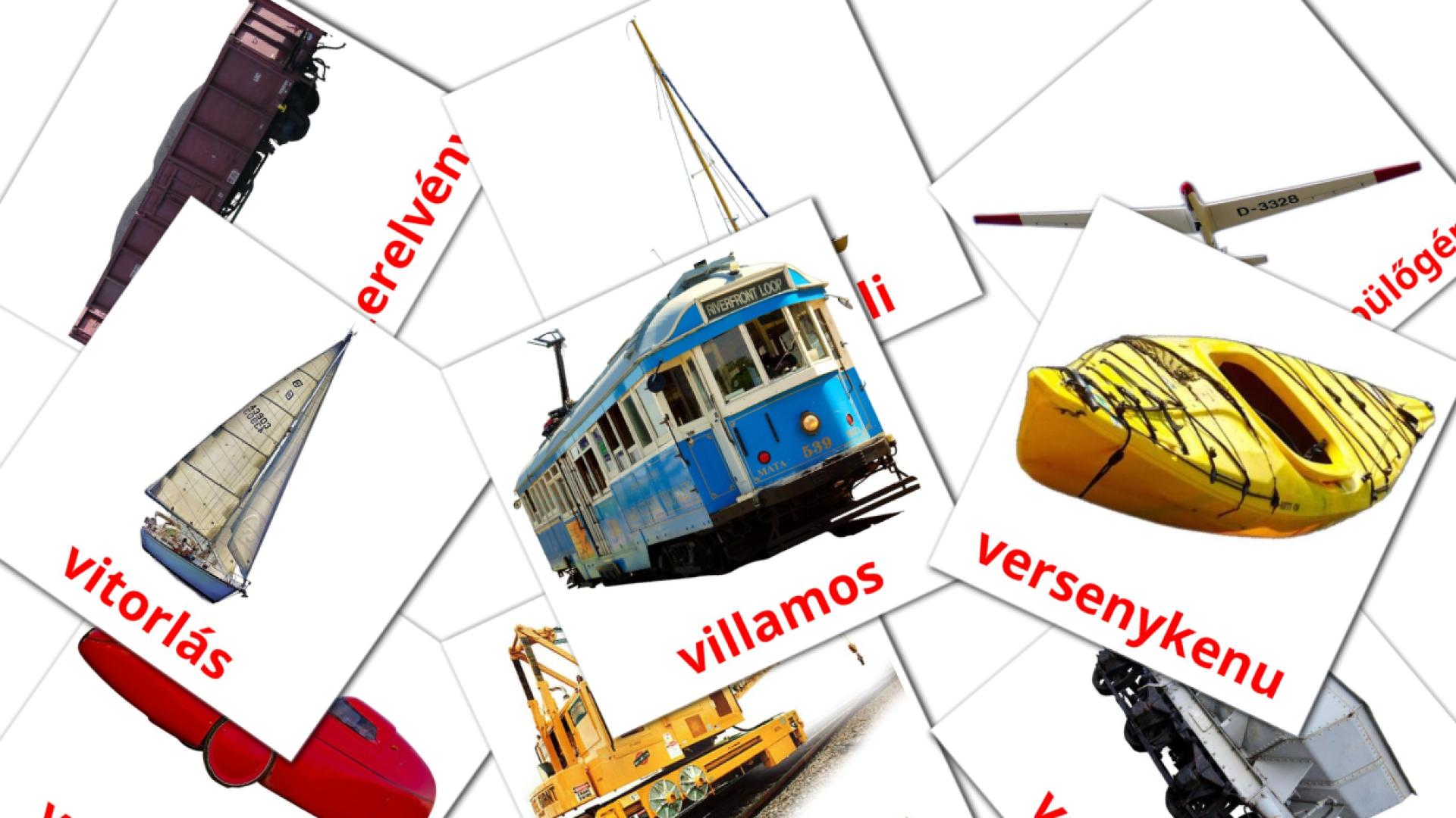 húngaro tarjetas de vocabulario en szállítás