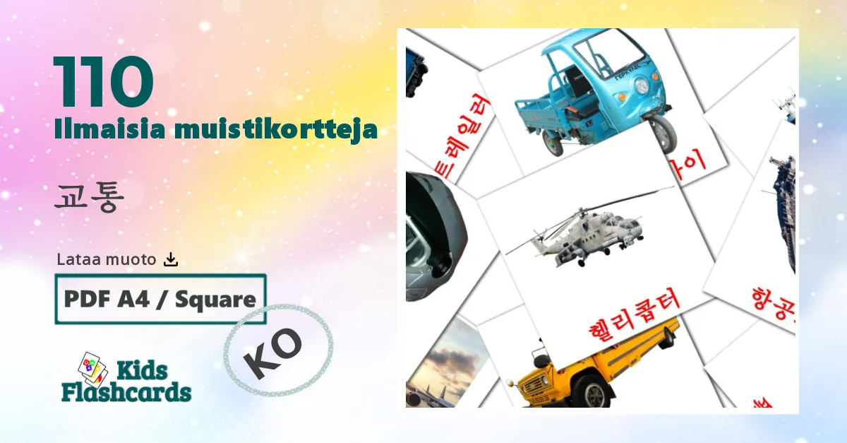 kuljetus lasten kuvakortit