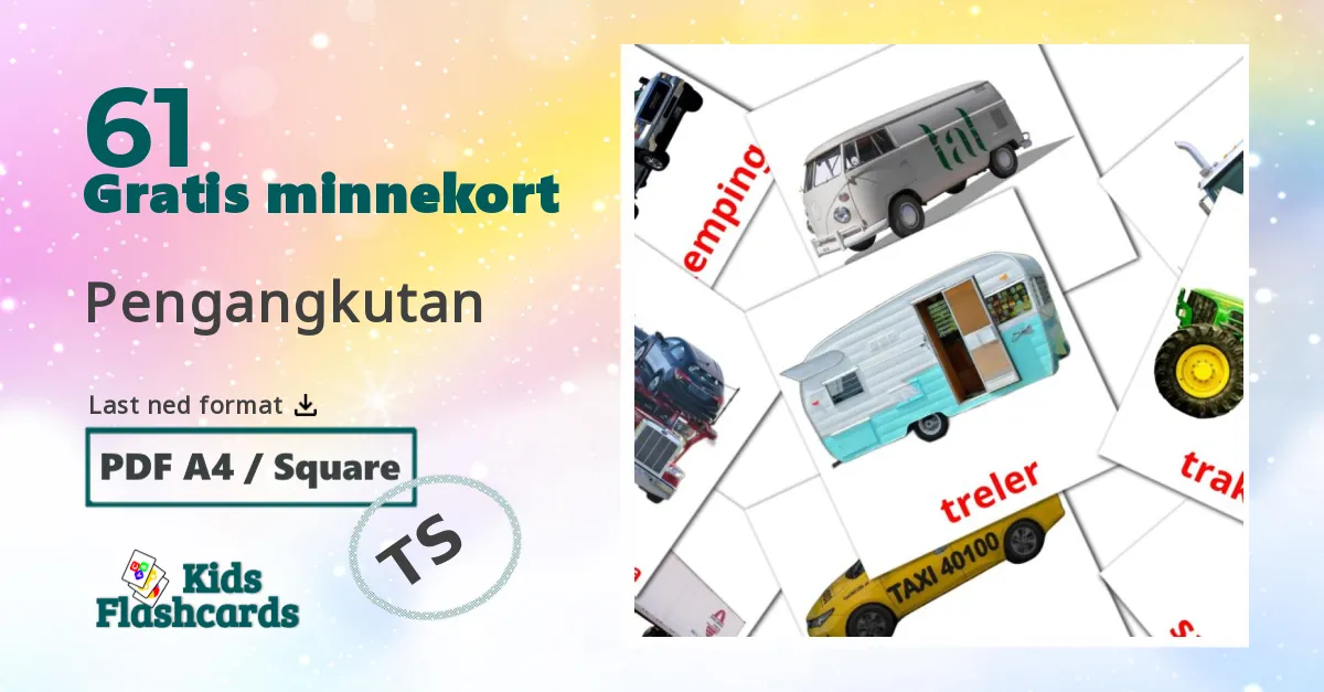 Pengangkutan bildekort for barn på malay