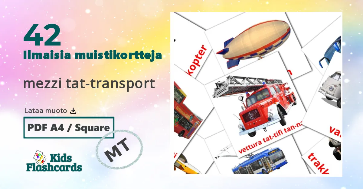 kuljetus lasten kuvakortit