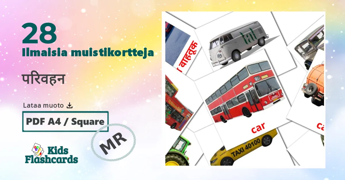 kuljetus lasten kuvakortit