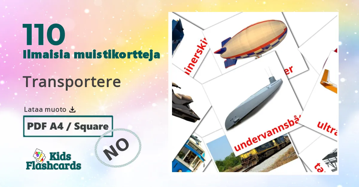 Transportere – lasten kuvakortit norjanksi sanastoon