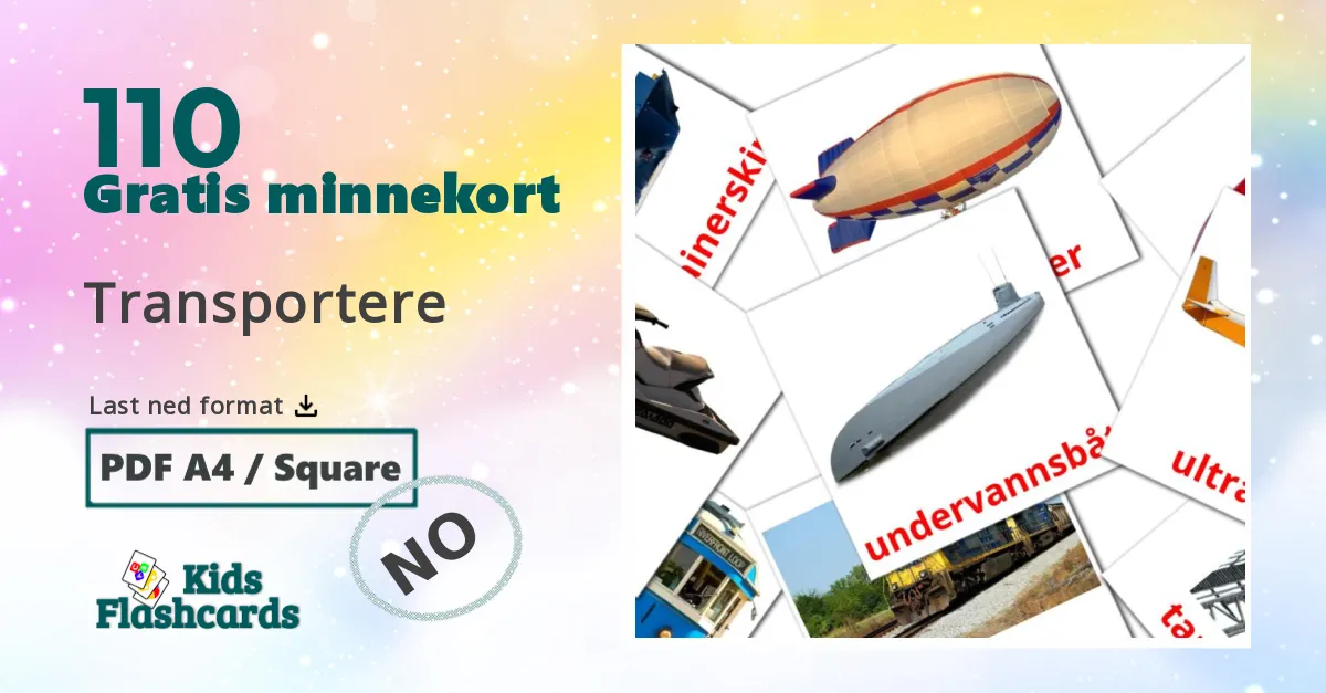 Transportere bildekort for barn på marathi